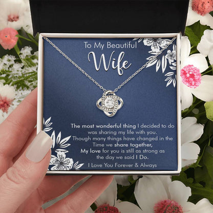 Gift For Wife I Do Navy Flower Love Knot Necklace Love Knot Necklace
