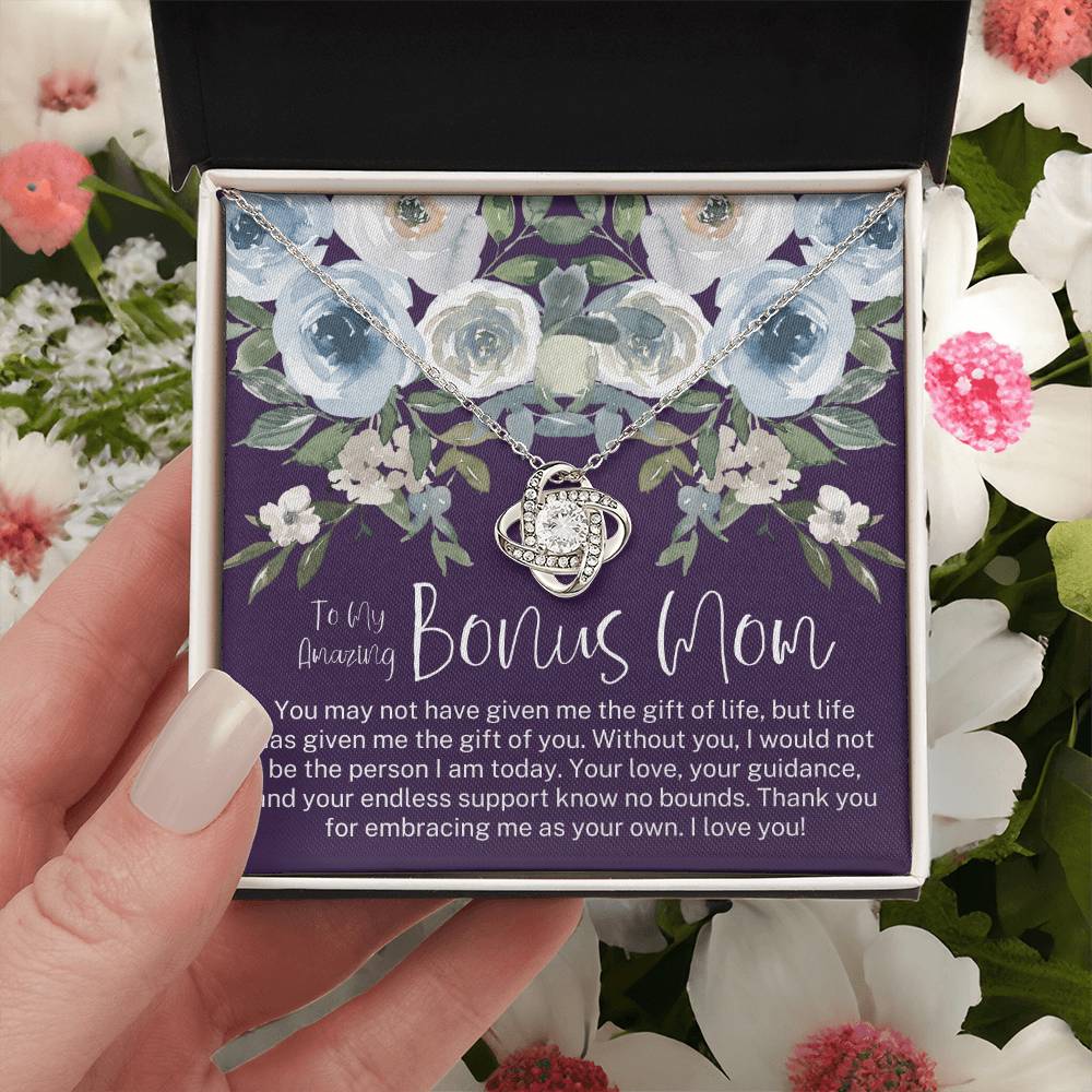 Bonus Mom Necklace Mothers Day Gift Daughterson To Mom Gift Bonus Mom Step Mom Gift Present For Stepmom On Mothers Day Stepmom Gift Love Knot Necklace