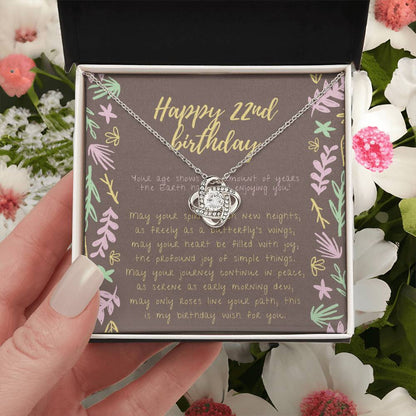 Happy 22Nd Birthday Gifts For 22Nd Birthday 22Nd Birthday Gift For Her 22 Year Old Female Best Friend 22Nd B Love Knot Necklace