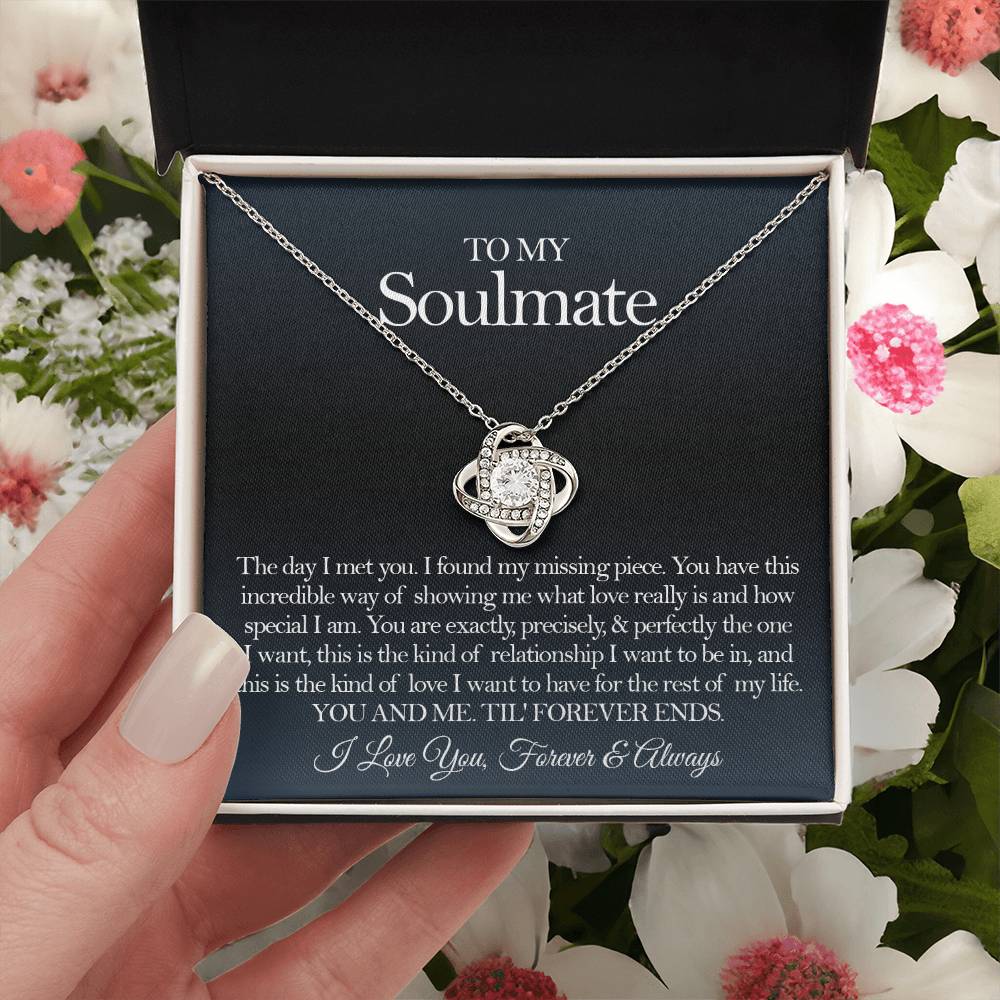 To My Soulmate Necklace Gift For Girlfriend From Boyfriend Girlfriend Birthday Anniversary Gift Love Knot Necklace