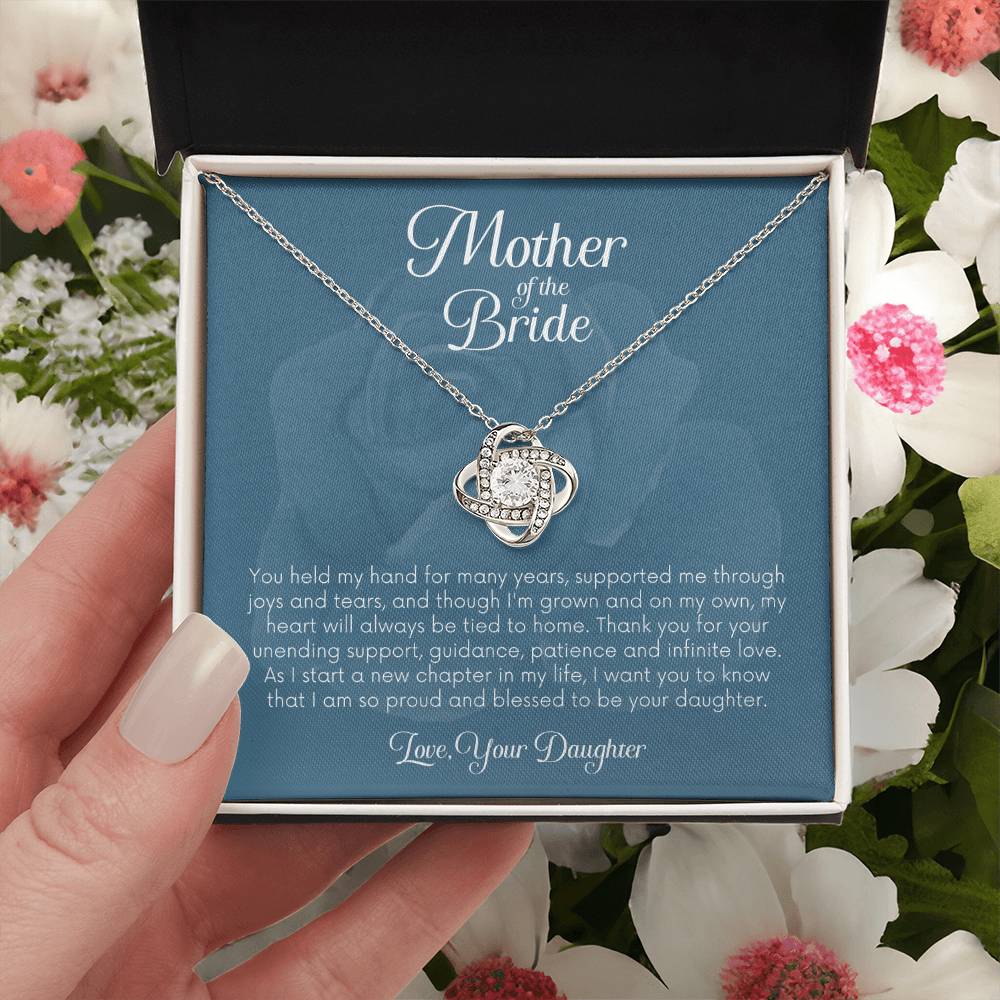 Mother Of The Bride Gift From Daughter Gift For Mom On Wedding Day Mom Gift From Daughter Mother Cross Necklace Jewelry Gift Love Knot Necklace