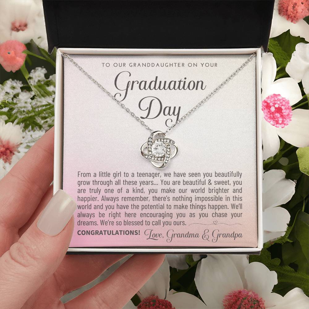 Granddaughter Graduation Gift From Grandma & Grandpa Gift For Granddaughter Graduation Granddaughter Graduation Love Knot Necklace
