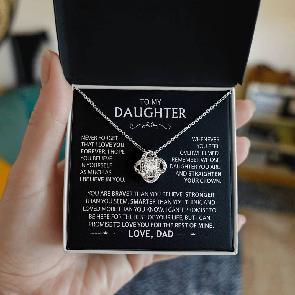 To My Daughter - Never Forget That I Love You Forever Love Knot Necklace