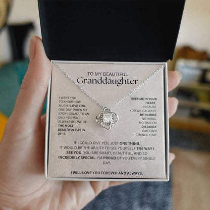 To My Beautiful  Granddaughter Love Knot Necklace