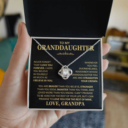 Beautiful Gift for Granddaughter From Grandpa Never Forget That I Love You Necklace Love Knot Necklace