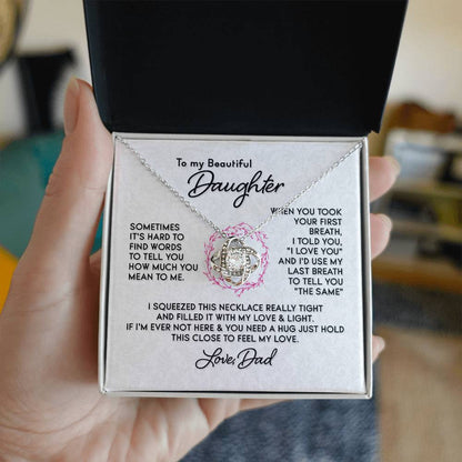 Gift For Daughter - First Breath Necklace From Dad Love Knot Necklace