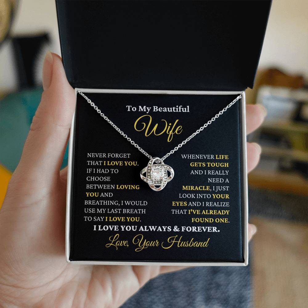 Gift For Wife I Just Look Into Your Eyes Necklace Love Knot Necklace