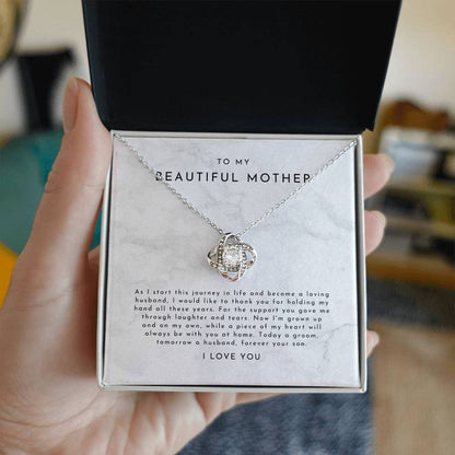 Mother Of Groom Necklace, Mother Of Groom Gifts, Mom Wedding Gift, Groom Gift For Mom, Groom To Mom Gift, Wedding Gifts, Mom Wedding Gift Love Knot Necklace