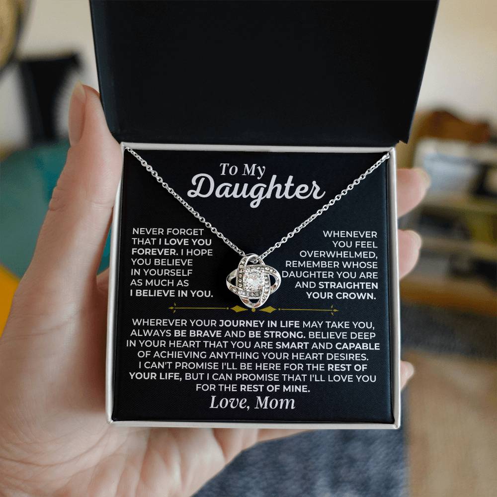 To My Daughter - Love Mom - Beautiful Gift Set - Love Knot Necklace