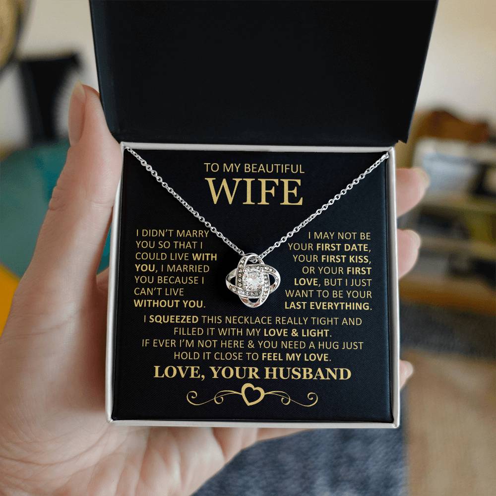 Unique Gift for Wife I Can't Live Without You Knot Necklace Love Knot Necklace