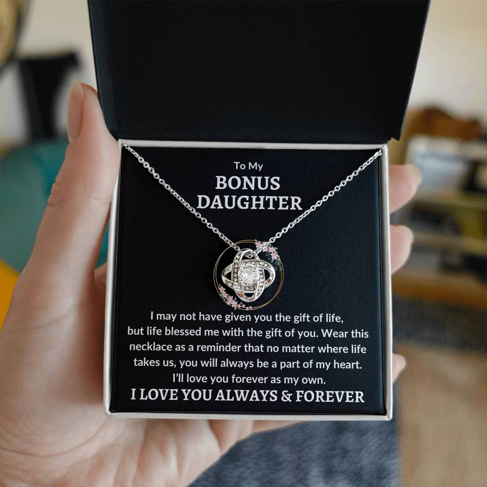To Bonus Daughter Necklace - Love You As My Own Love Knot Necklace