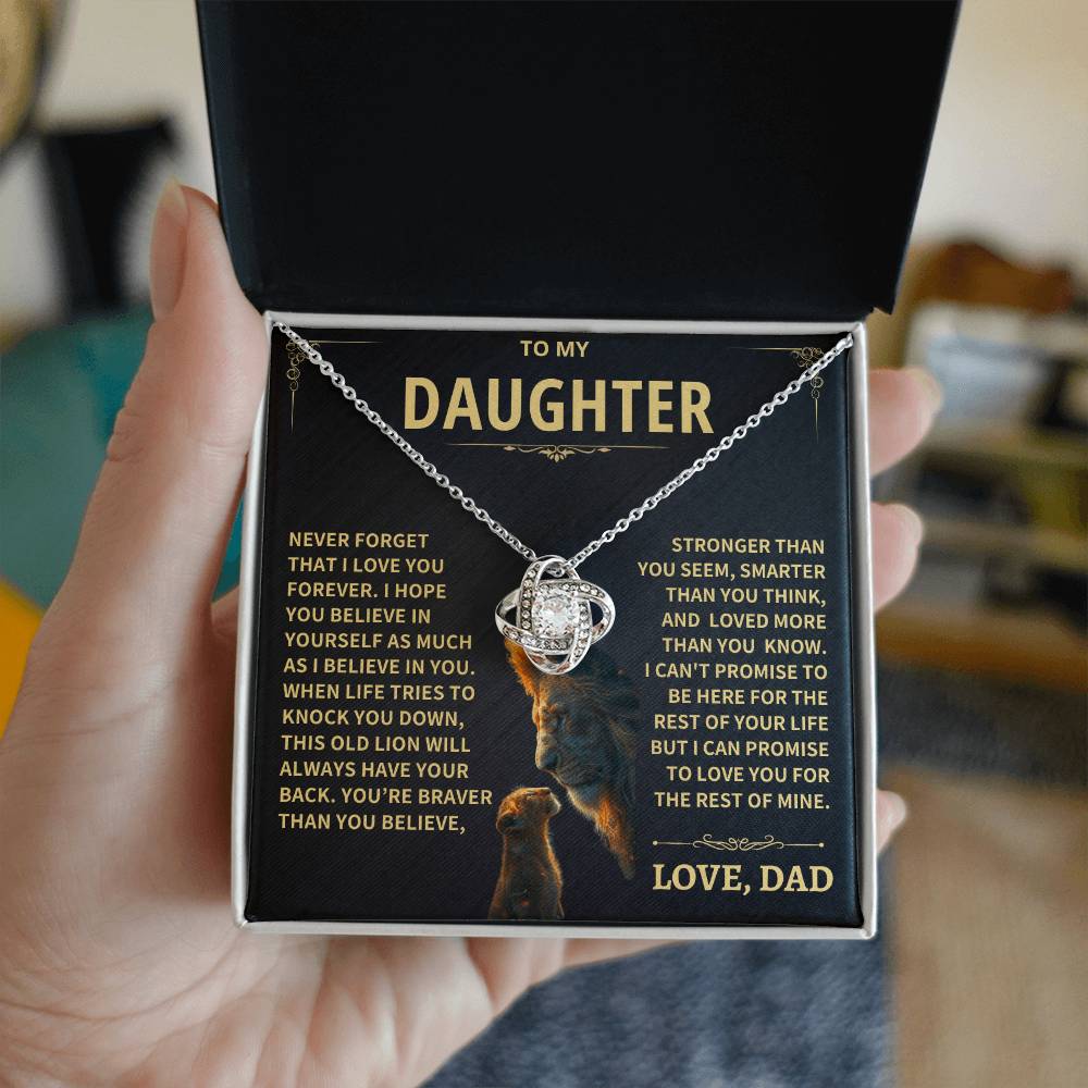 Daughter Gift From Dad, This Old Lion Love Knot Necklace