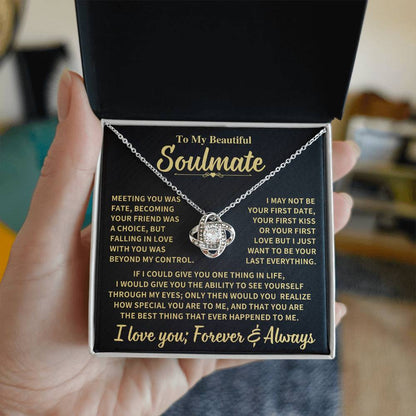 Beautiful Soulmate Gift, Meeting You Was Fate, Knot Necklace Love Knot Necklace