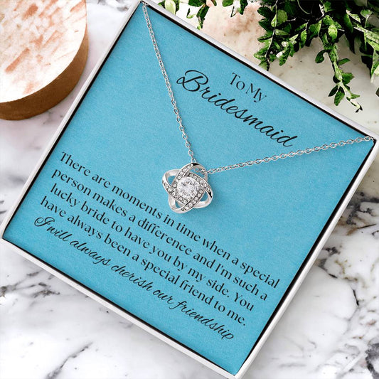 Bridesmaid For A Day Friends For Life(1) Love Knot Necklace