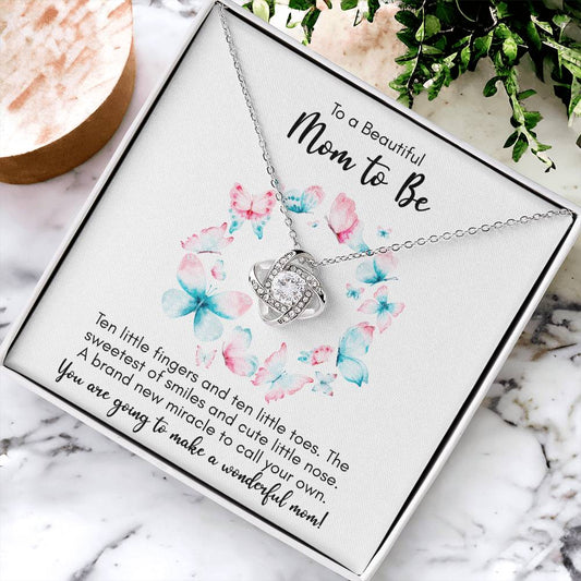 Expecting Mom Mothers Day Gift New Mom Necklace Jewelry Gift For First Mothers Day Push Jewelry Gift Love Knot Necklace