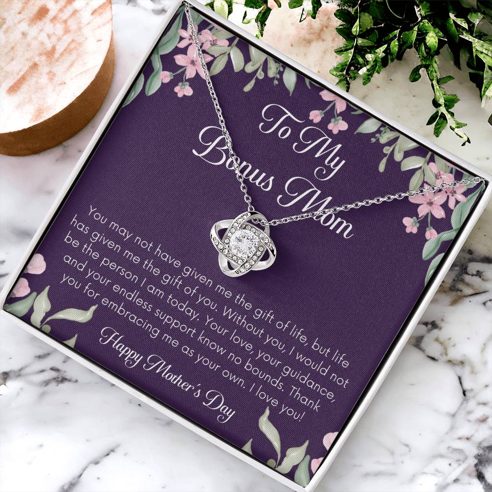 Bonus Mom Necklace Mothers Day Gift Daughterson To Mom Gift Bonus Mom Step Mom Gift Present For Stepmom On Mothers Day Stepmom Gift 1 Love Knot Necklace