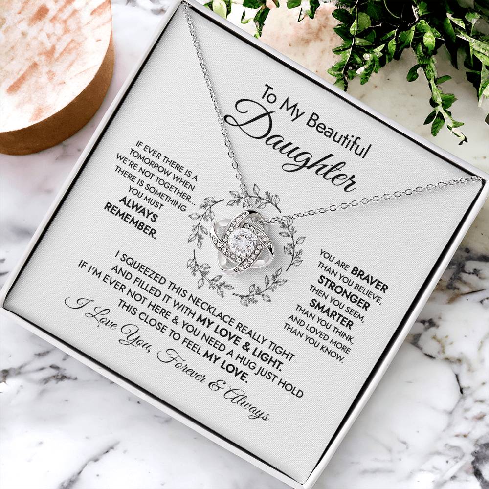 To My Beautiful Daughter Necklace Gift For Daughter From Mom Or Dad Sentimental Gift For Her Daughter Birthday Graduation Gift Love Knot Necklace