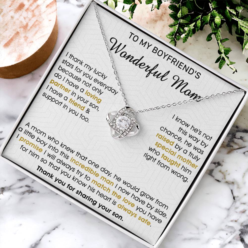 Gift For Boyfriend's Mom - His Heart - Love Knot Love Knot Necklace