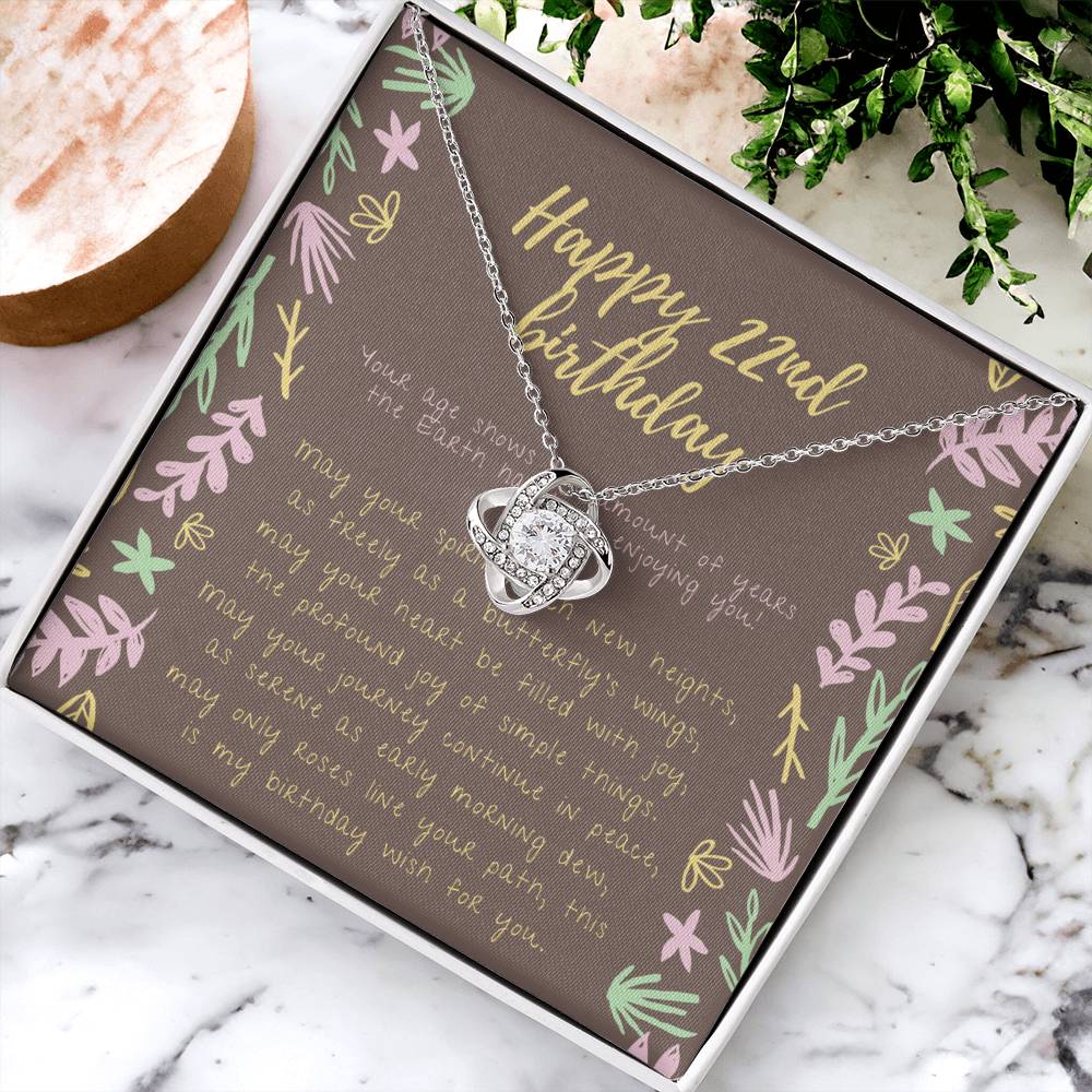 Happy 22Nd Birthday Gifts For 22Nd Birthday 22Nd Birthday Gift For Her 22 Year Old Female Best Friend 22Nd B Love Knot Necklace