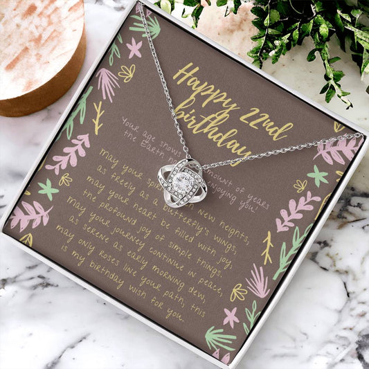 Happy 22Nd Birthday Gifts For 22Nd Birthday 22Nd Birthday Gift For Her 22 Year Old Female Best Friend 22Nd B Love Knot Necklace
