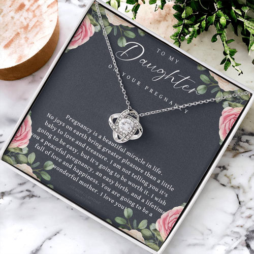 Pregnancy Gift For Daughter Baby Shower Gift Mom To Be Gift Pregnant Daughter Gift From Mom New Mom Expecting Mom Gift Expe Love Knot Necklace