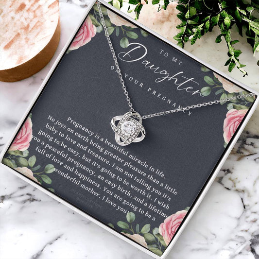 Pregnancy Gift For Daughter Baby Shower Gift Mom To Be Gift Pregnant Daughter Gift From Mom New Mom Expecting Mom Gift Expe Love Knot Necklace