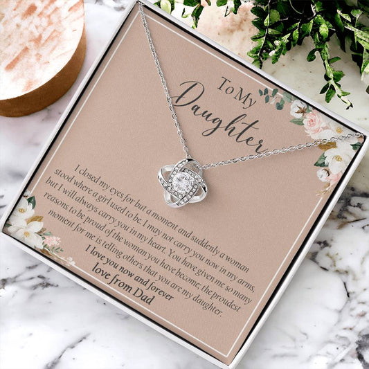 To My Daughter Necklace Gift For Daughter From Dad Daughter Birthday Graduation Gift Love Knot Necklace