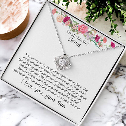 Mothers Day Necklace Gift To My Loving Mom Fr Love Knot Necklace