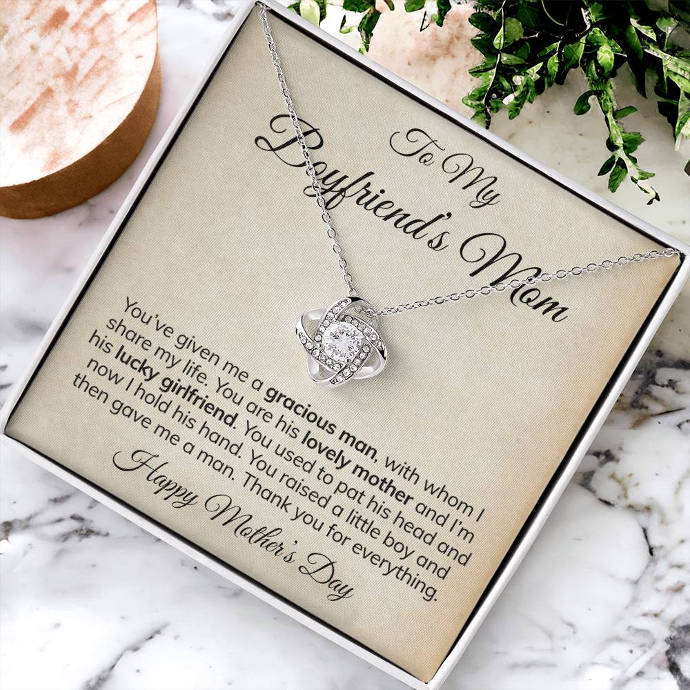 To My Boyfriend's Mom Necklace Happy Mother's Day Mother's Day Gift For Mom Of Boyfriend Love Knot Necklace