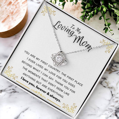 To My Loving Mom Love Knot Necklace