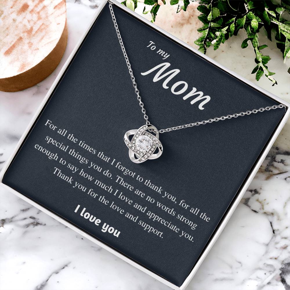 To My Mom - Thank You Love Knot Necklace