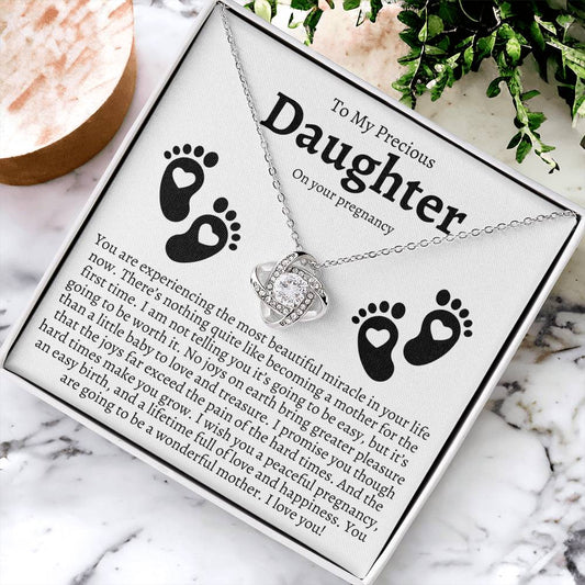 Pregnancy Gift For Daughter Baby Shower Gift Mom To Be Gift Expecting Mom Gift Pregnant Daughter Gift Fr Love Knot Necklace