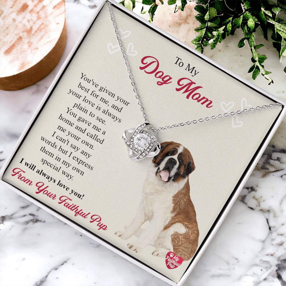 Saint Bernard Necklace Gift For Lab Mom Gift For Dog Lover Dog Mom Gift Golden Lab Gift Labrador Mom Pet Parent Jewelry St. Bernard Love Knot Necklace