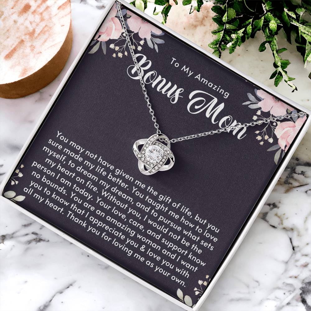 Amazing Bonus Mom Gift Mothers Day Gift For Step Mom Stepmom Birthday Gift Jewelry Gift For Bonus Mom From Stepsonstepdaughter Love Knot Necklace