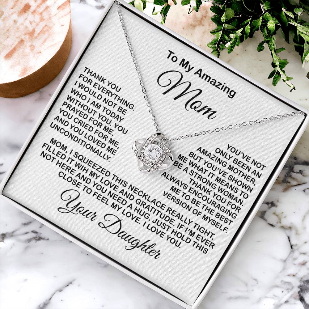 Present For Mom From Daughter Love Knot Necklace