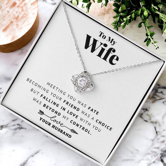 To My Wife - Meeting You Was  Love Knot Necklace