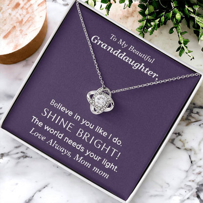 To My Beautiful Granddaughter Love Knot Necklace