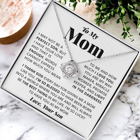 To My Mom - Heart Melt Message Love Knot Necklace Love Knot Necklace