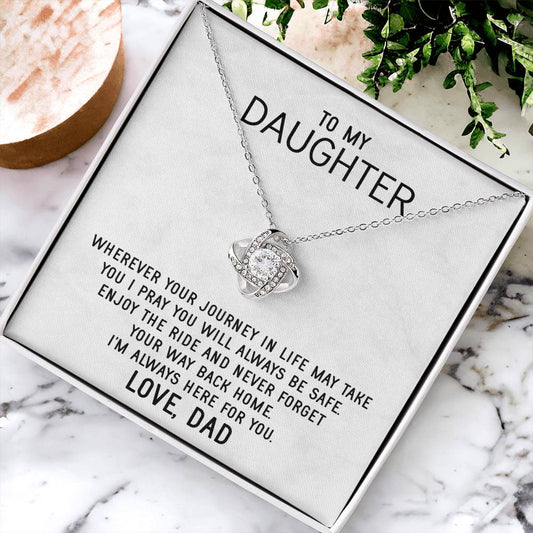 To My Daughter Necklace Gift From Dad Mothers Day Gift For Daughter From Father Sentimental Jewelry Gifts For Dad - Love Knot Necklace