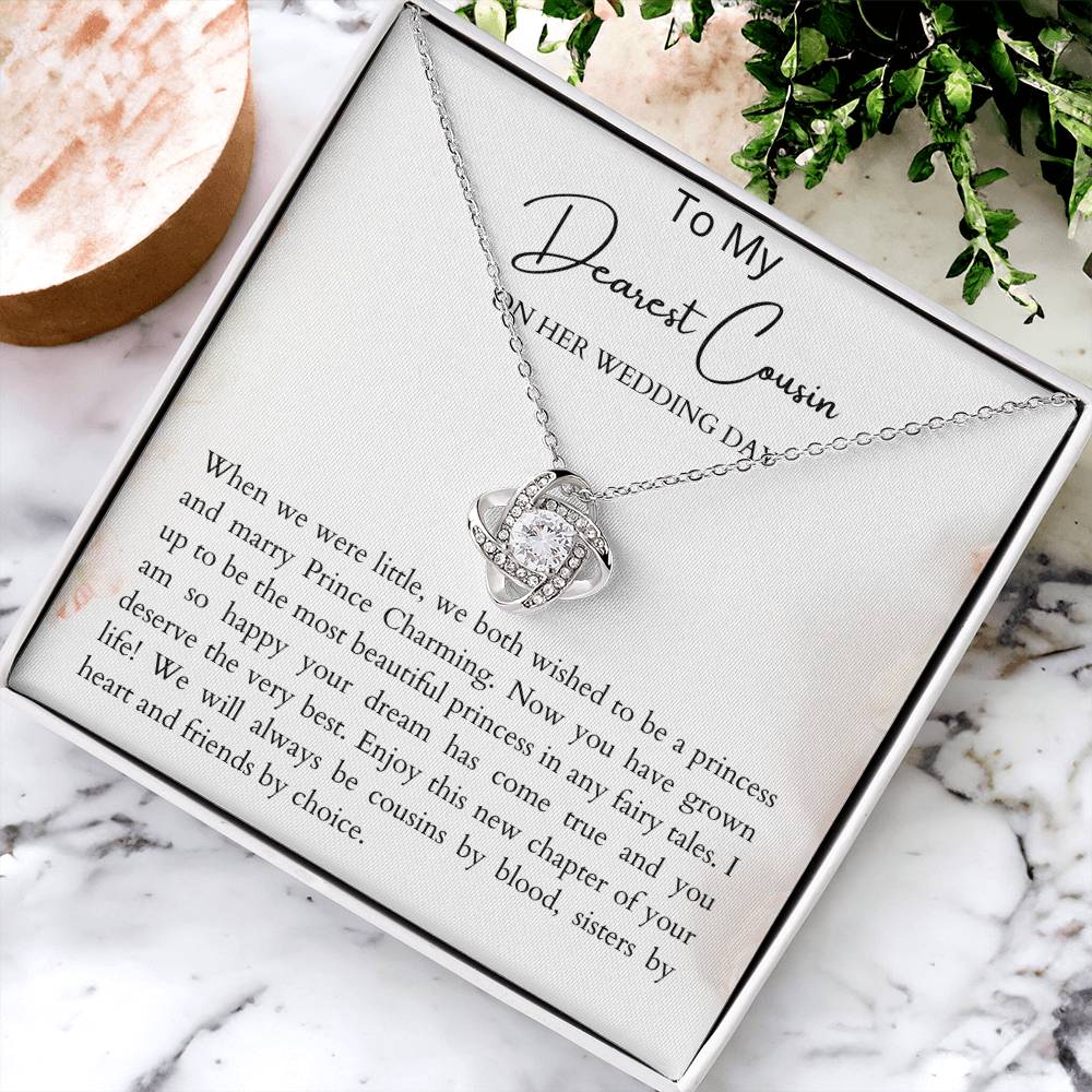 To My Cousin On Her Wedding Day Gift. Wedding Gift For Cousin. Gift Idea For Cousin&#39;S We Love Knot Necklace