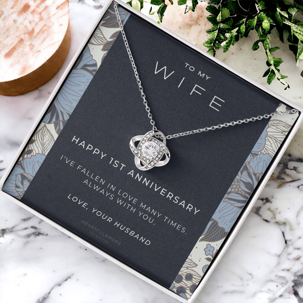 1 Year Anniversary Gift For Wife  1 Year Anniversary Gifts  1 Year Wedding Anniversary Gift Ideas  1St Wedding Anniversary Gift F(7) Love Knot Necklace