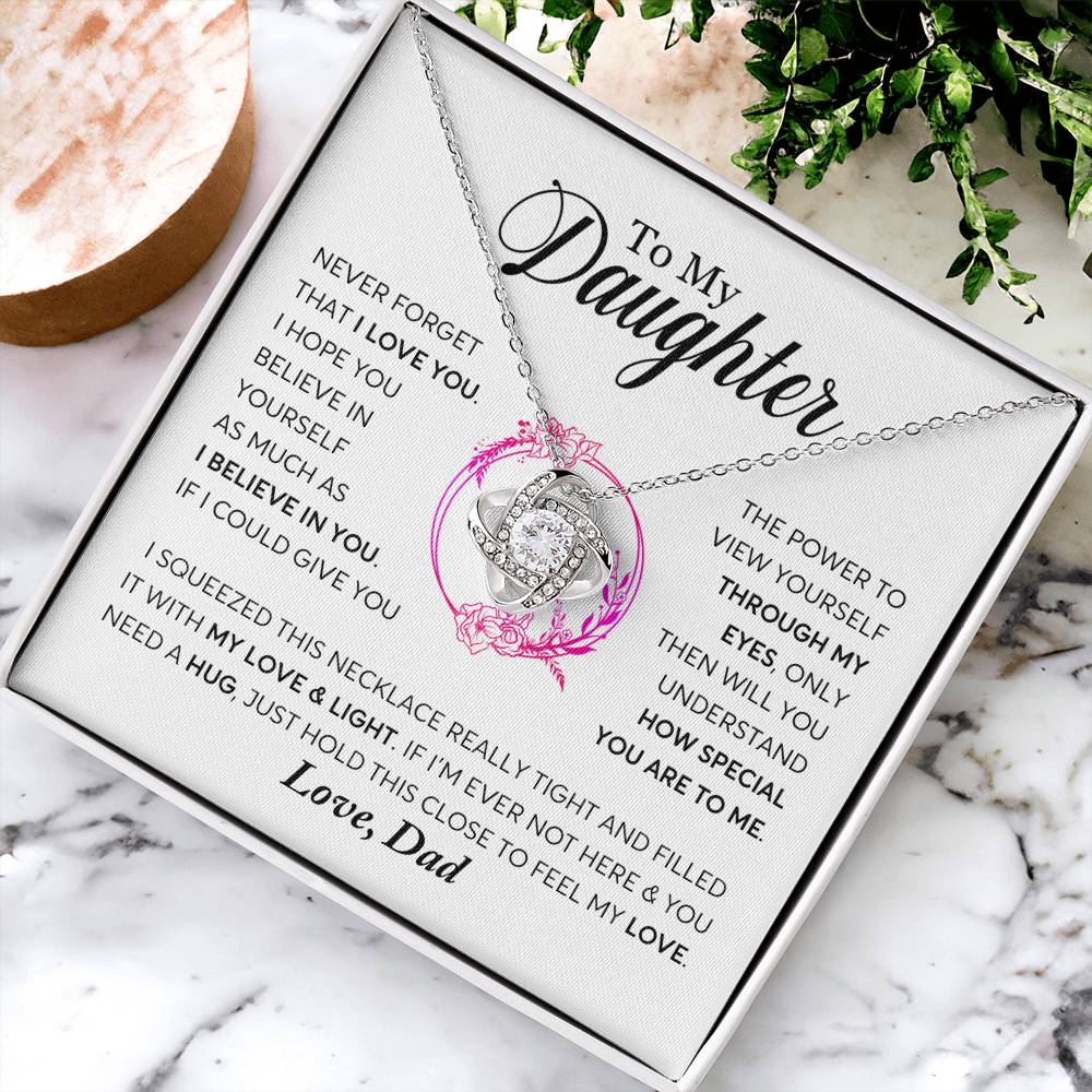 Daughter - Never Forget That I Love You - Necklace Love Knot Necklace