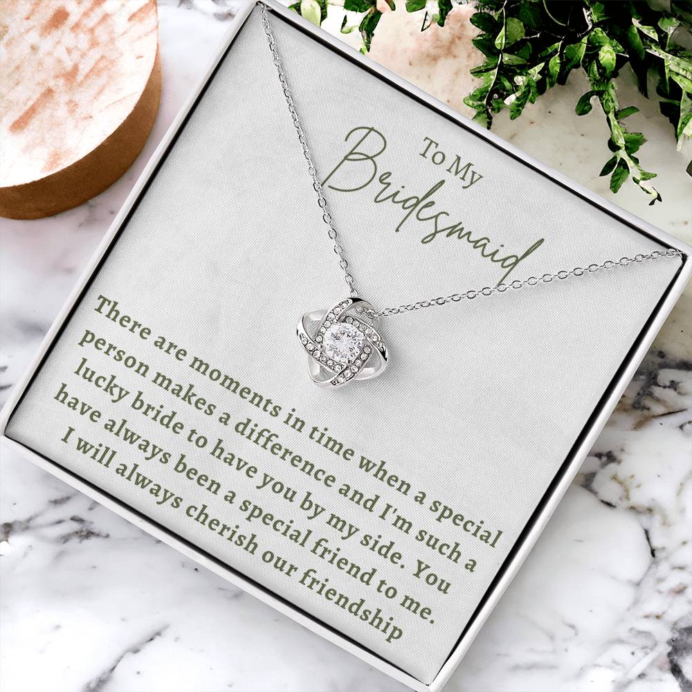 Bridesmaid For A Day Friends For Life Love Knot Necklace