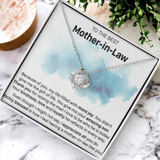 Gift For Mother-In-Law More Joy Reflect Love Knot Necklace Love Knot Necklace