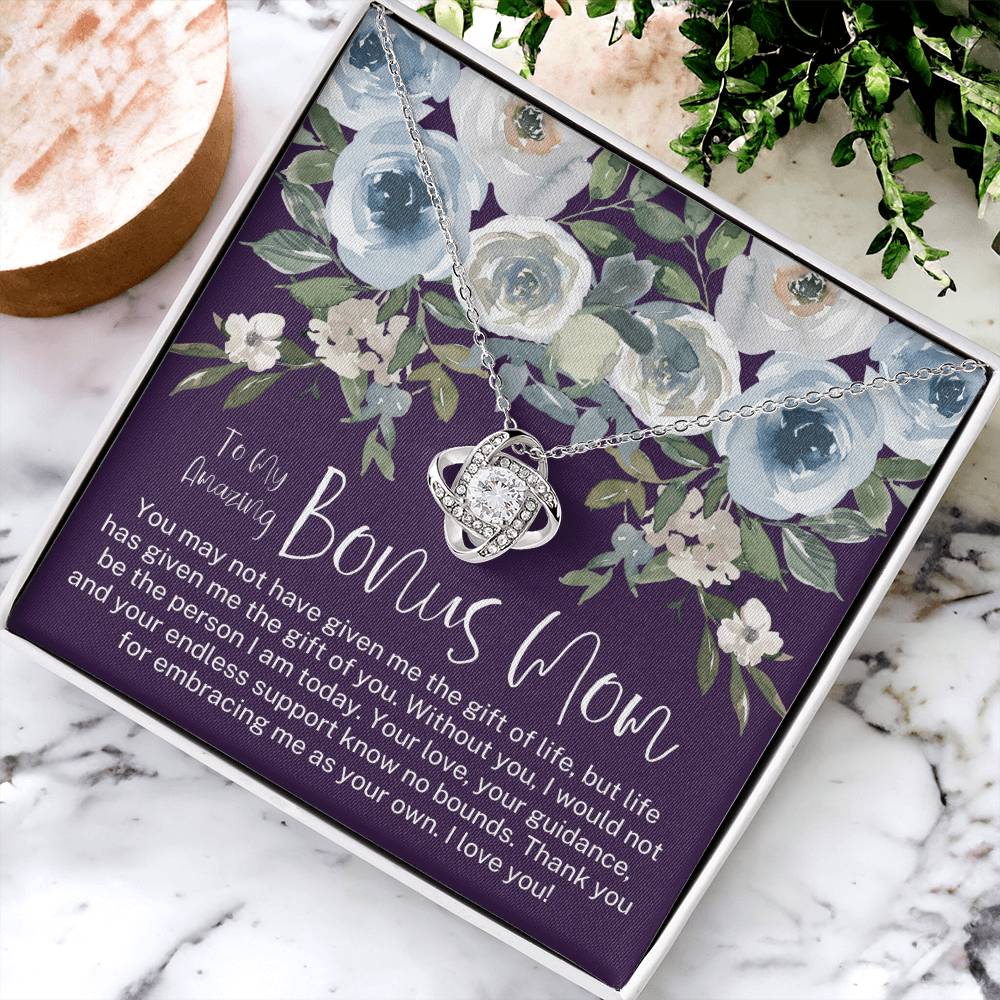 Bonus Mom Necklace Mothers Day Gift Daughter To Mom Gift Bonus Mom Step Mom Gift Present For Stepmom On Mothers Day Stepmom Necklace Love Knot Necklace