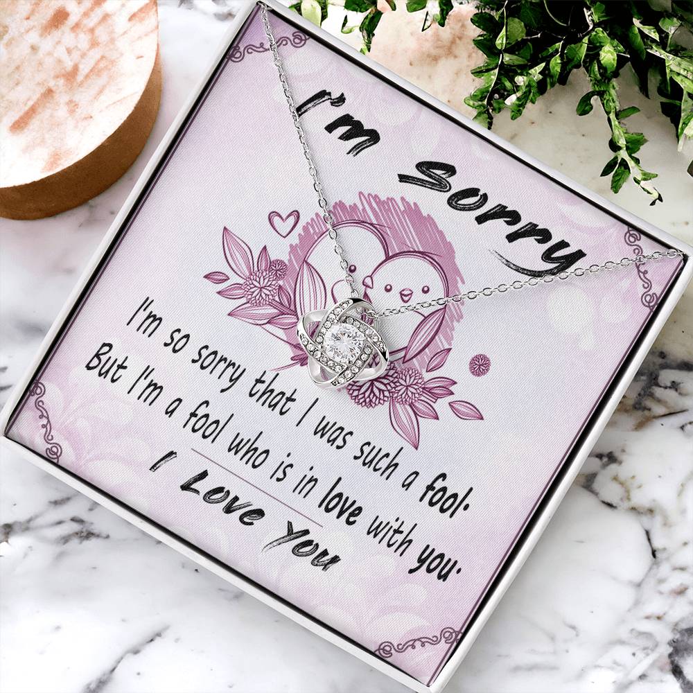 I'm Sorry Message Card Necklace For Wife Apology Gift F Love Knot Necklace