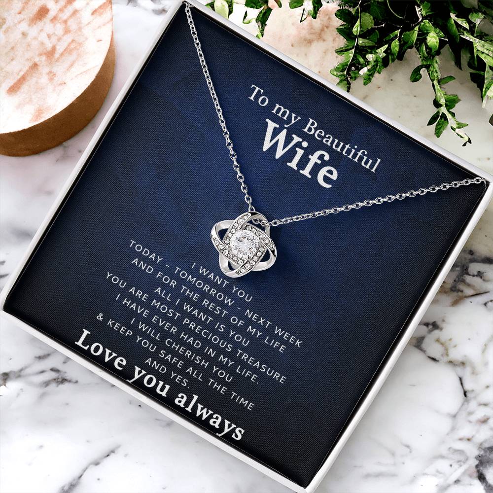 To My Wife - Love You  Love Knot Necklace
