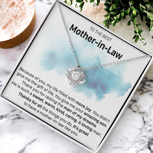 Gift For Mother-In-Law More Joy Sweet Warm Love Knot Necklace Love Knot Necklace
