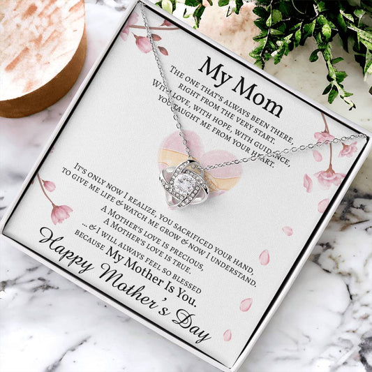 Mother's Day Message Card Necklace For Mom Love Knot Necklace For Mom Mom Gift From Daughter Mom Gift From Son 1 Love Knot Necklace