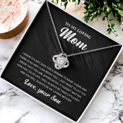 To My Loving Mom Necklace Gift For Mom From Son Mom Birthday Gift Mother's Da Love Knot Necklace